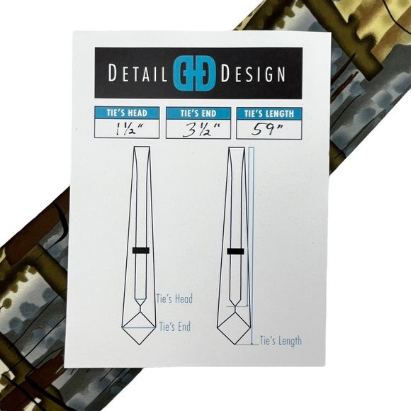 J Garcia Collection Fifty-Seven Necktie Brown Blue Watercolor Artistic Tie - Picture 9 of 9